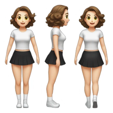 alistic-full-body-caucasian-curvy-beauty-jumping-short-black-skirt-back-and-front-views-strong-wind-knickers-long-white-socks sticker