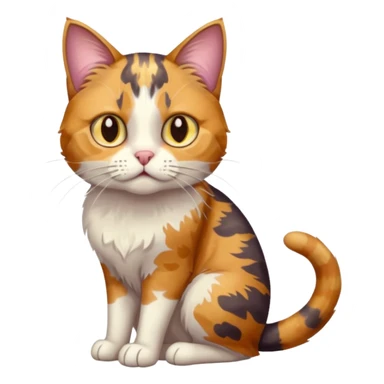 full body anxious looking colourful light calico tabby cat with hazel eyes and very patchy calico fur sticker