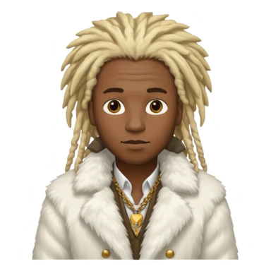 black man with blonde dreadlocks, white fur coat, chrome accents sticker