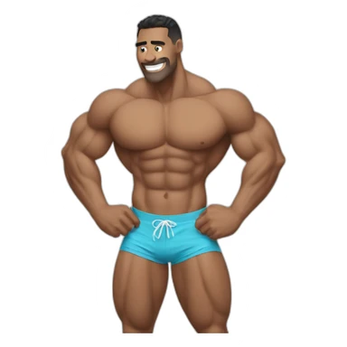 Shredded muscular man in swimsuit sticker
