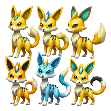 Meloetta-Lombax-Zeraora-Renamon-Pokémon-Fakémon-creature sticker