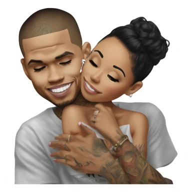 Hyper Realistic Chris Brown  Karruche Tran romantic photo  sticker