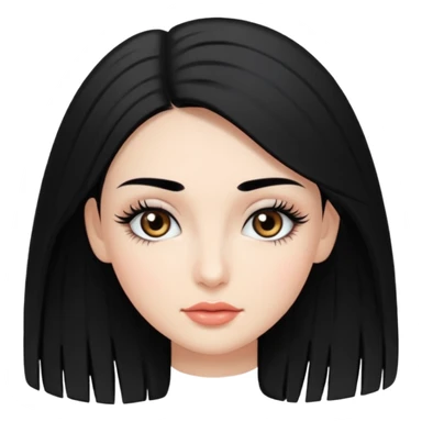 Красивая девушка с черными волосами с ресничками и бровями парманент sticker