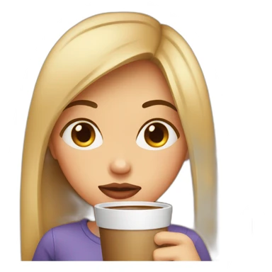 girl drinking coffee with a pout sticker
