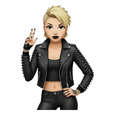 Give Rhea Ripley a spiked jacket and long black pants with black lipstick and sleeve tattoos sticker