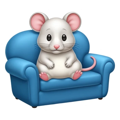 UM RATO BRANCO SENTADO EM UM SOFA, O RATO ESTA DE OCULOS ESCURO E BENGALA sticker