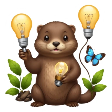 otter with butterflies and light bulb idea sticker