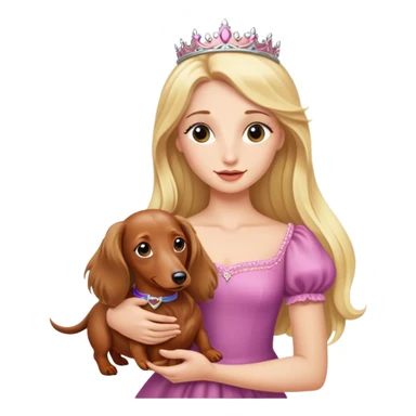 Blonde princess holding a Long haired dachshund  sticker