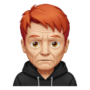 old man with red hair and black hoodie sticker