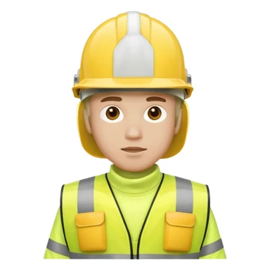 Guy with yellow reflective vest and white protection helmet sticker
