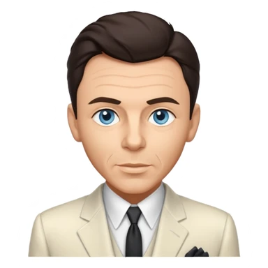 Frank Sinatra with blue eyes, dark brown hair, ivory outfit sticker