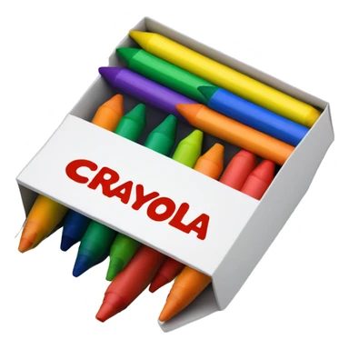 Yellow and Green Crayola Crayon Box with Red Orange Yellow Green Blue And Purple Crayons inside sticker
