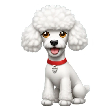 White poodle with red mohawk sticker
