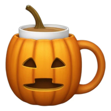 A pumpkin-shaped mug with coffee inside sticker