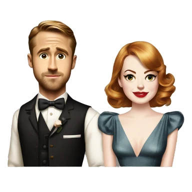 Ryan gosling and Emma stone 1940s party sticker