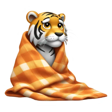 Shivering tiger with blanket sticker