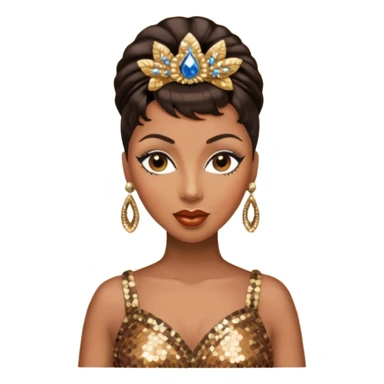 Josephine Baker with dark brown hair, bronze sequin outfit sticker