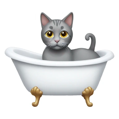 grey cat in a white bathtub sticker