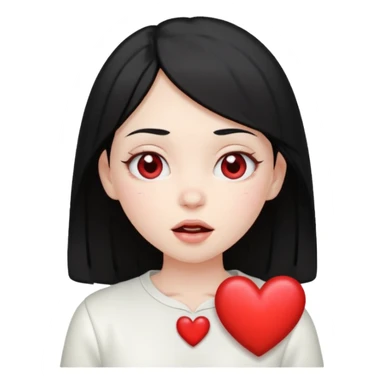 Heart-eyes emoji with a heart next to it and drooling
Black-haired girl, loves white sticker