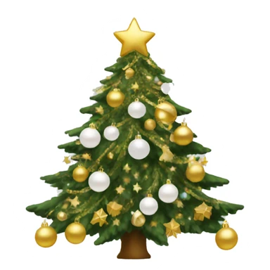 Christmas tree with white and gold decorations sticker