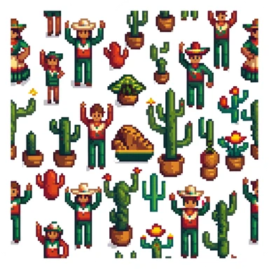 Texans with raised arms and happy faces, Mexico City landmarks in background sticker