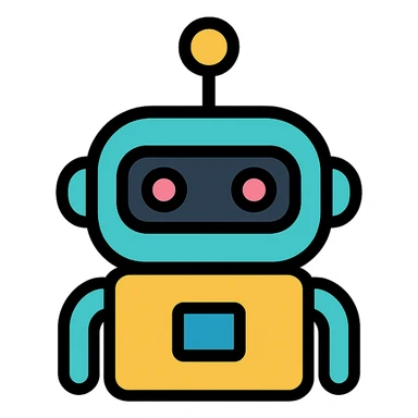 Minimalistic tech bot icon, geometric shapes, clean lines, subtle tech details sticker