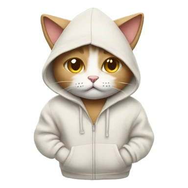 blushing cat with a hoodie sticker