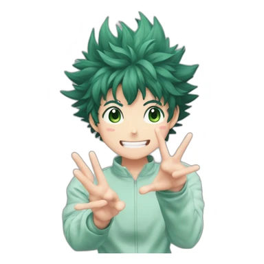 Izuku midoriya doing peach sign sticker