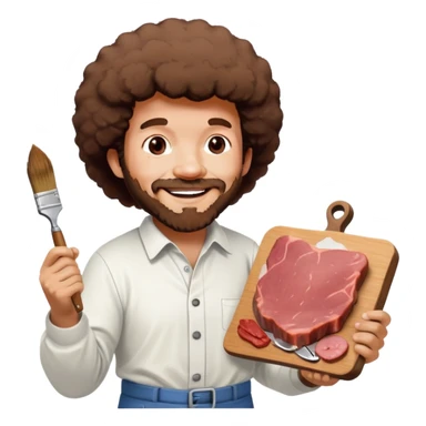 bob ross painting a SPAM meat portrait landscape  sticker