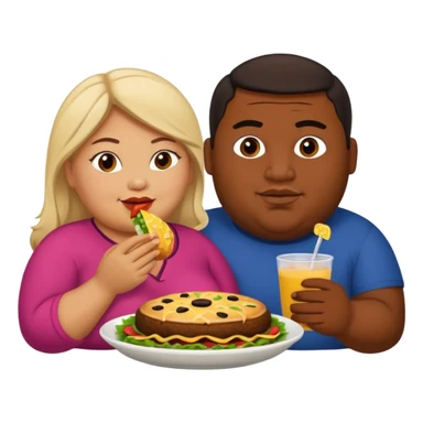 Fat Mexican woman and fat light skinned black guy eating together sticker