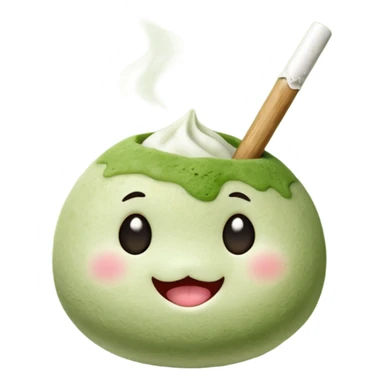 Matcha mochi cute face smoking joint sticker