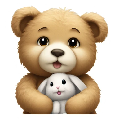 Teddy bear hugging bunny sticker