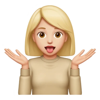 tongue out with hands going out to the side sticker