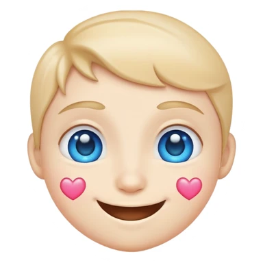 Smiling face with blue heart eyes, cute sticker