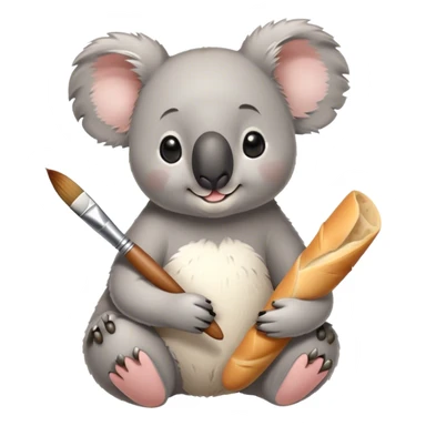 Koala with paintbrush and baguette  sticker