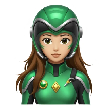 Green power ranger Asian girl with a scuba diver gear, long brown hair  sticker