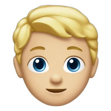 A face baby with blond hair and a blue T-shirt sticker