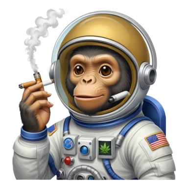 multiple apes in space suits floating smoking weed sticker