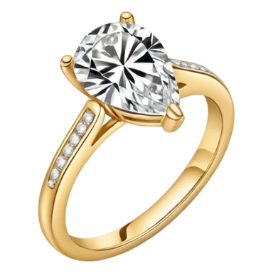 Pear cut engagement ring with small gold band with diamonds  sticker