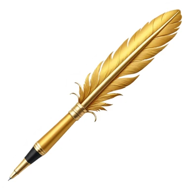 3D perspective Premium golden feather pen sticker