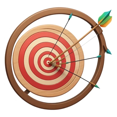 the recursive bow with an arrow drawn back, aimed at a target with concentric rings. The background suggests a calm, outdoor archery range, emphasizing the precision, focus, and skill required in archery as a competitive sport. sticker