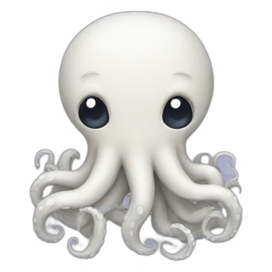 cute white kraken with cute face shy blushing sticker