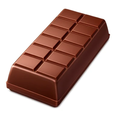 3D apple-style emoji of a chocolate bar half unwrapped in shiny red and silver foil, visible square chocolate segments, rich brown color, simplified shapes, cartoon-like look, glossy finish, soft shadows, minimal and clean design, no face or branding, white background sticker