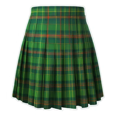 Green tartan pleated mini skirt, isolated sticker