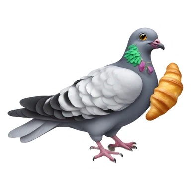 sick pigeon eating a croissant sticker