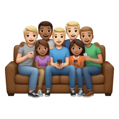group of friends on couch having fun sticker