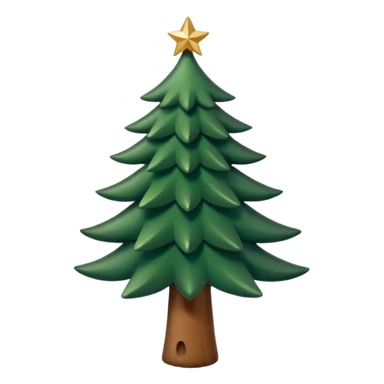 Un emoji représentant un petit sapin stylisé, sans bouche, avec deux grands yeux de biche brillants couleur cannelle. Style minimaliste, mignon et expressif, comme un sticker ou un emoji moderne. Fond parfaitement transparent, haute qualité, bien centré. sticker