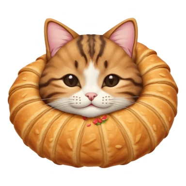 dark brown tabby and white cat in croissant position upside down with eyes closed sticker