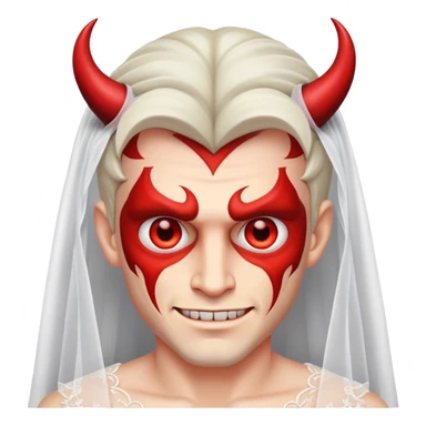 a male bride with the face of devil sticker