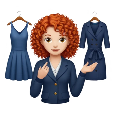 A red-haired curly-haired girl chooses what to wear sticker